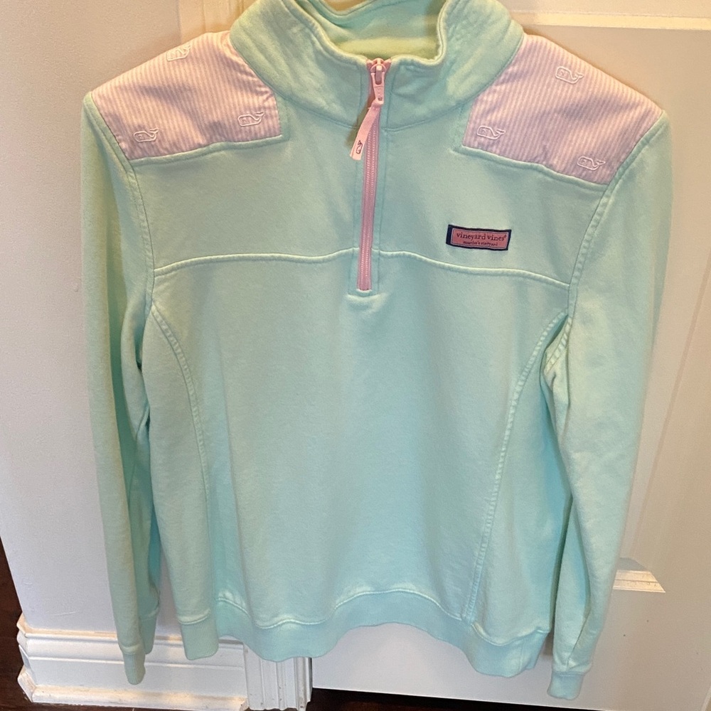 Vineyard Vines Mint Green and Pink Sweatshirt